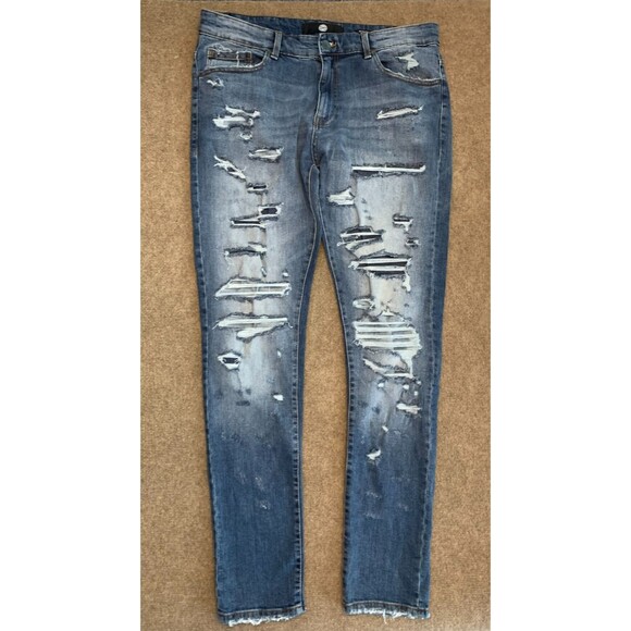 Jordan Craig Jeans Mens 36x34 Sean Elmhurst Distressed Slim Fit Stretch Denim - Picture 1 of 10